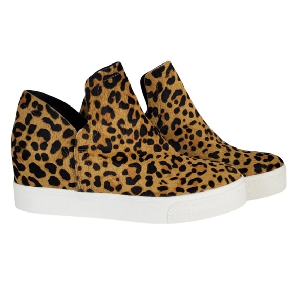 *LIKE NEW* STEVE MADDEN Wrangle Platform Wedge Sneaker Cheetah Print Cow Hair —8 - Picture 6 of 16